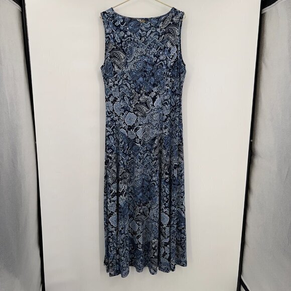Michael Kors Plus Arabesque Paisley Navy Blue Sleeveless Maxi Sun Dress 2X NWT - Picture 3 of 13